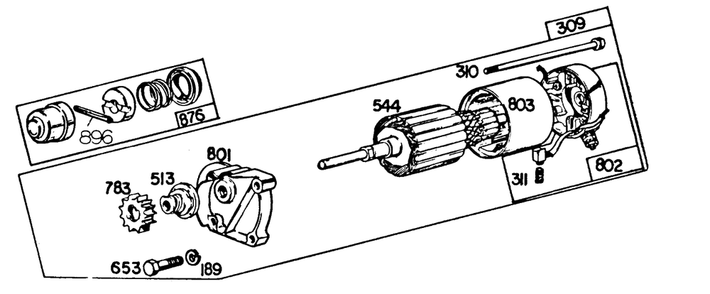 Electric Starter And Chart Diagram and Parts List for 421437-0021-XX  Briggs and Stratton Engine
